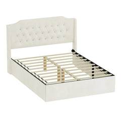 Bellemave® Queen Size Tufted Upholstered Bed, Wingback Headboard with Crystal Button Accents, Under - Bed Storage Space - Bellemave