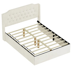 Bellemave® Queen Size Tufted Upholstered Bed, Wingback Headboard with Crystal Button Accents, Under - Bed Storage Space - Bellemave