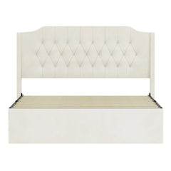 Bellemave® Queen Size Tufted Upholstered Bed, Wingback Headboard with Crystal Button Accents, Under - Bed Storage Space - Bellemave