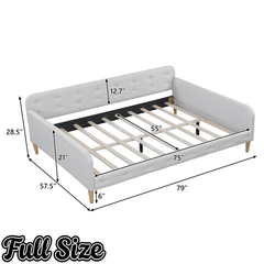 Bellemave Queen Size Upholstered Daybed with 4 Support Legs, Corner Bed, Upholstered Bedframe for Kids,Teens,Adults, Pink (Linen) - Bellemave