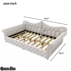 Queen size upholstered daybed dimensions showing overall length and width