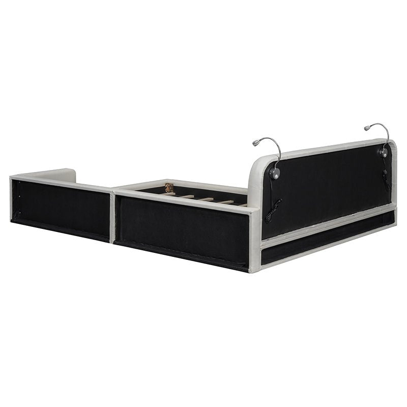Bellemave® Queen Size Upholstered Platform Bed with 2 Reading Lights - Bellemave