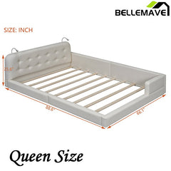 Bellemave® Queen Size Upholstered Platform Bed with 2 Reading Lights - Bellemave