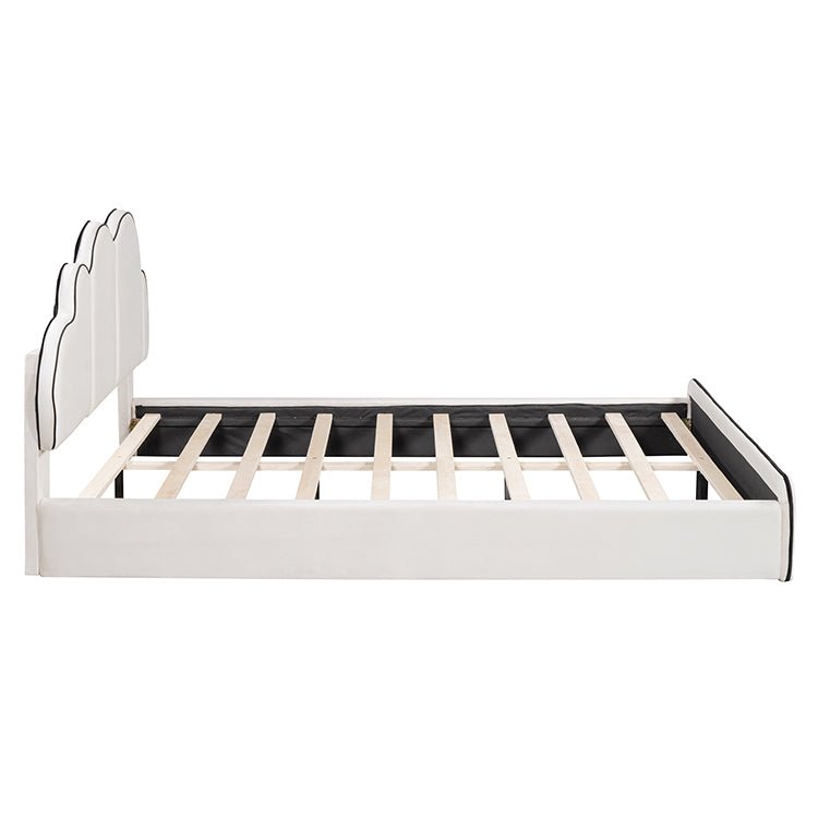 Bellemave® Queen Size Upholstered Platform Bed with Cloud - Shaped Headboard - Bellemave