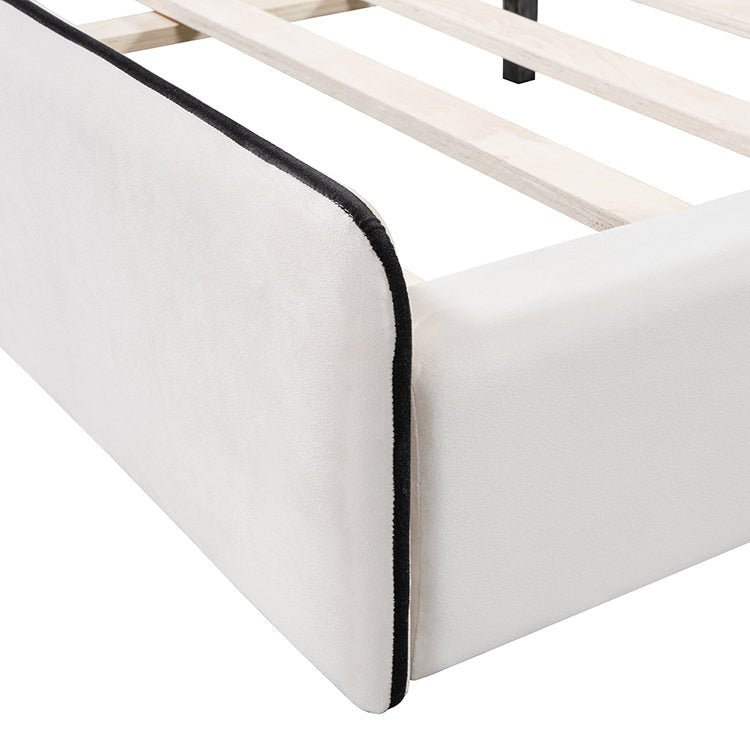 Bellemave® Queen Size Upholstered Platform Bed with Cloud - Shaped Headboard - Bellemave