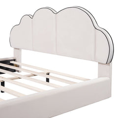Bellemave® Queen Size Upholstered Platform Bed with Cloud - Shaped Headboard - Bellemave