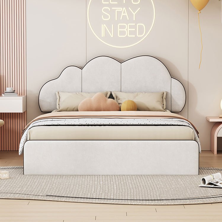 Bellemave® Queen Size Upholstered Platform Bed with Cloud - Shaped Headboard - Bellemave