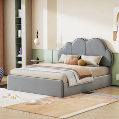 Bellemave® Queen Size Upholstered Platform Bed with Cloud - Shaped Headboard - Bellemave
