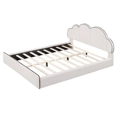 Bellemave® Queen Size Upholstered Platform Bed with Cloud - Shaped Headboard - Bellemave