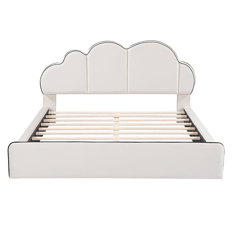 Bellemave® Queen Size Upholstered Platform Bed with Cloud - Shaped Headboard - Bellemave