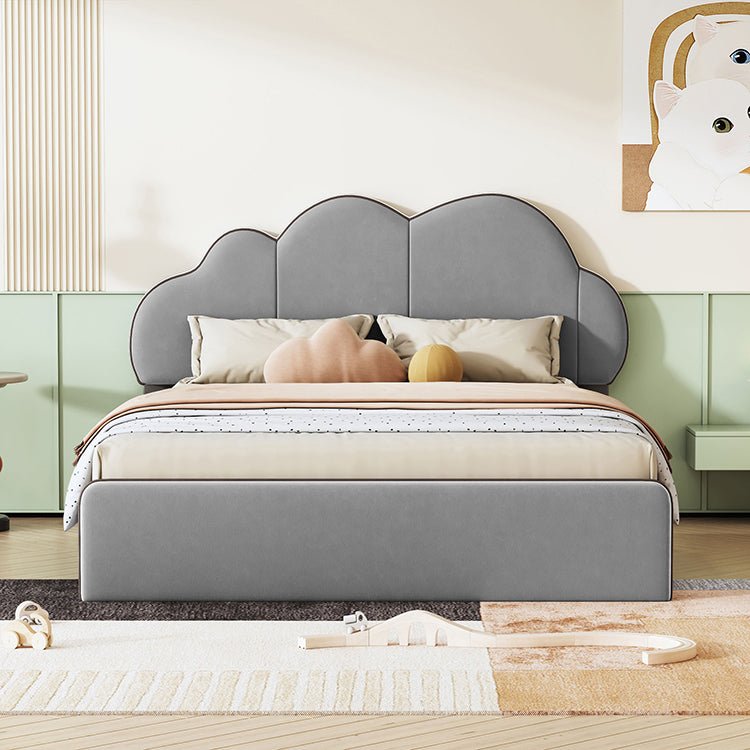 Bellemave® Queen Size Upholstered Platform Bed with Cloud - Shaped Headboard - Bellemave