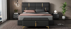 Bellemave® Queen Size Upholstered Platform Bed with Hydraulic Storage System,Storage Ottoman with Metal Legs,Black - Bellemave