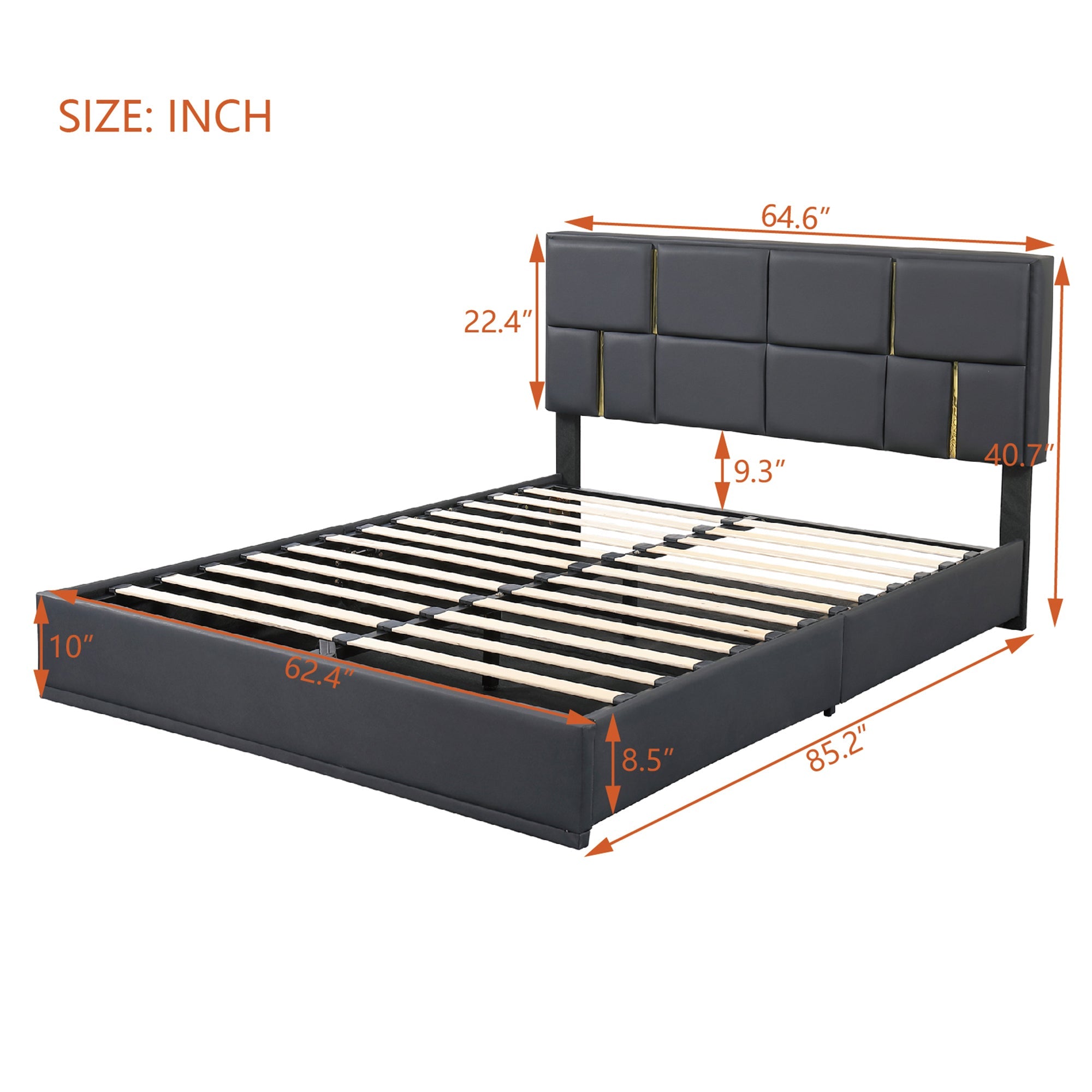 Bellemave® Queen Size Upholstered Platform Bed with Hydraulic Storage System,Storage Ottoman with Metal Legs,Black - Bellemave