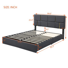 Bellemave® Queen Size Upholstered Platform Bed with Hydraulic Storage System,Storage Ottoman with Metal Legs,Black - Bellemave
