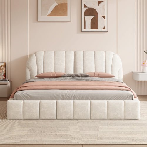 Bellemave® Queen Size Upholstered Platform Bed with Thick Fabric - Bellemave