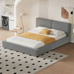 Bellemave® Queen Size Upholstered Platform Bed with Velvet Fabric - Bellemave