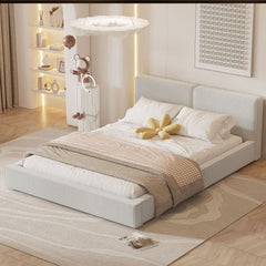 Bellemave® Queen Size Upholstered Platform Bed with Velvet Fabric - Bellemave