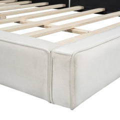 Bellemave® Queen Size Upholstered Platform Bed with Velvet Fabric - Bellemave