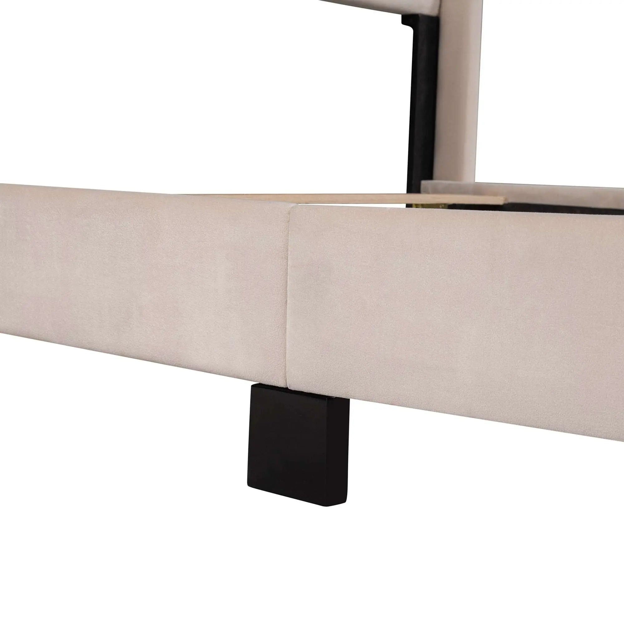 Bellemave® Queen Size Velvet Upholstered Platform Bed, Box Spring Needed - Bellemave