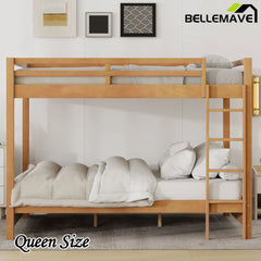 Bellemave® Queen Size Wood Bunk Bed with Ladder - Bellemave