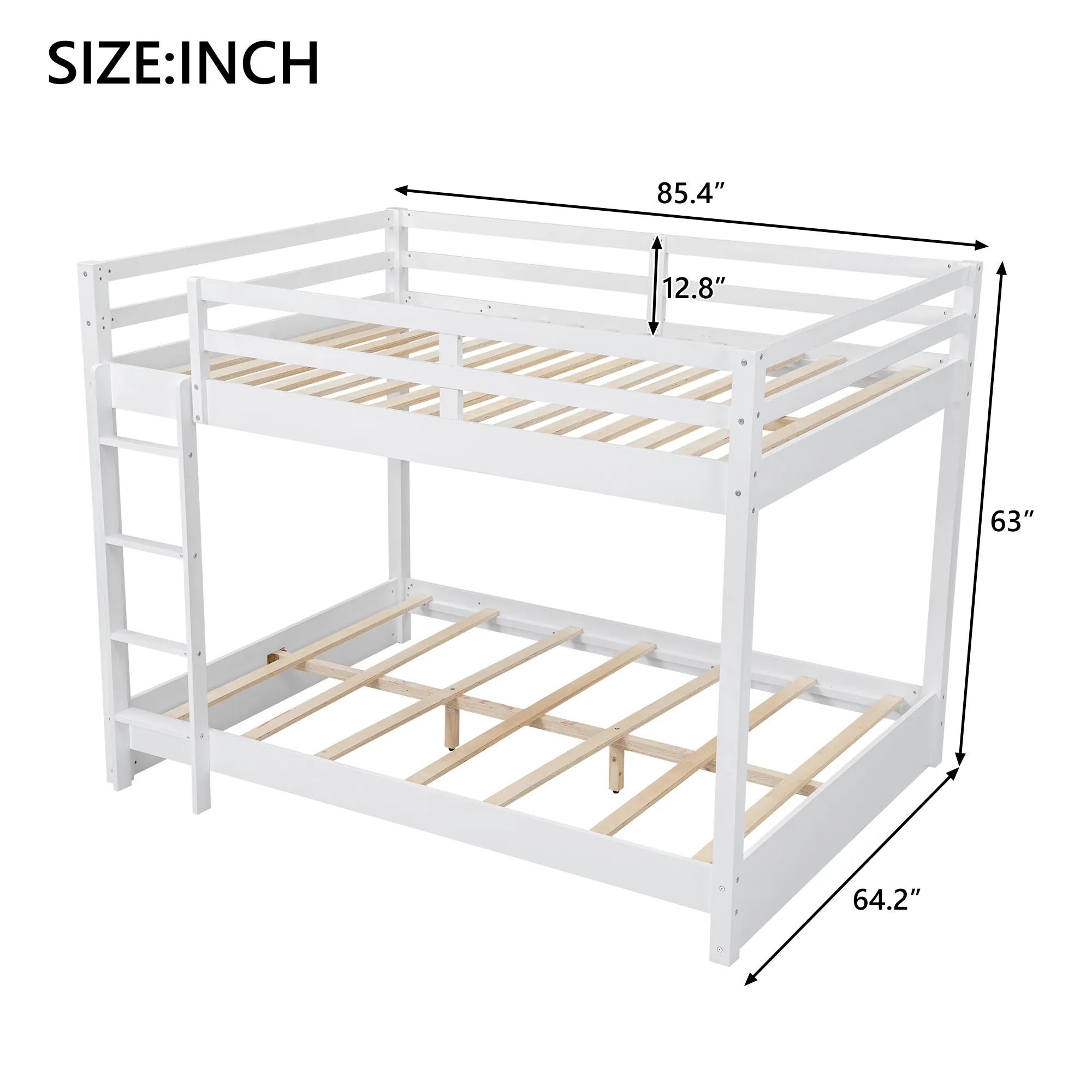 Bellemave® Queen Size Wood Bunk Bed with Ladder - Bellemave