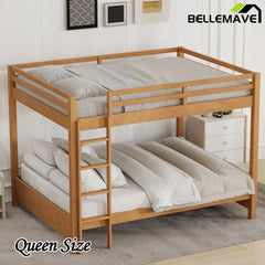 Bellemave® Queen Size Wood Bunk Bed with Ladder - Bellemave