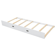Bellemave® Queen Size Wood Bunk Bed with Ladder and Twin Size Trundle - Bellemave