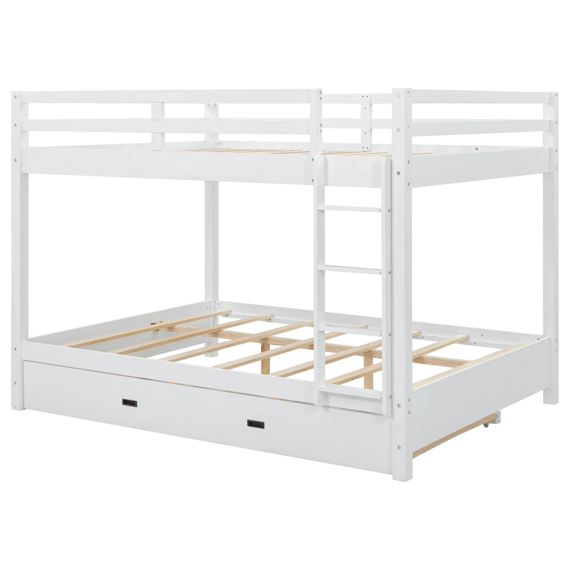 Bellemave® Queen Size Wood Bunk Bed with Ladder and Twin Size Trundle - Bellemave