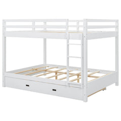 Bellemave® Queen Size Wood Bunk Bed with Ladder and Twin Size Trundle - Bellemave