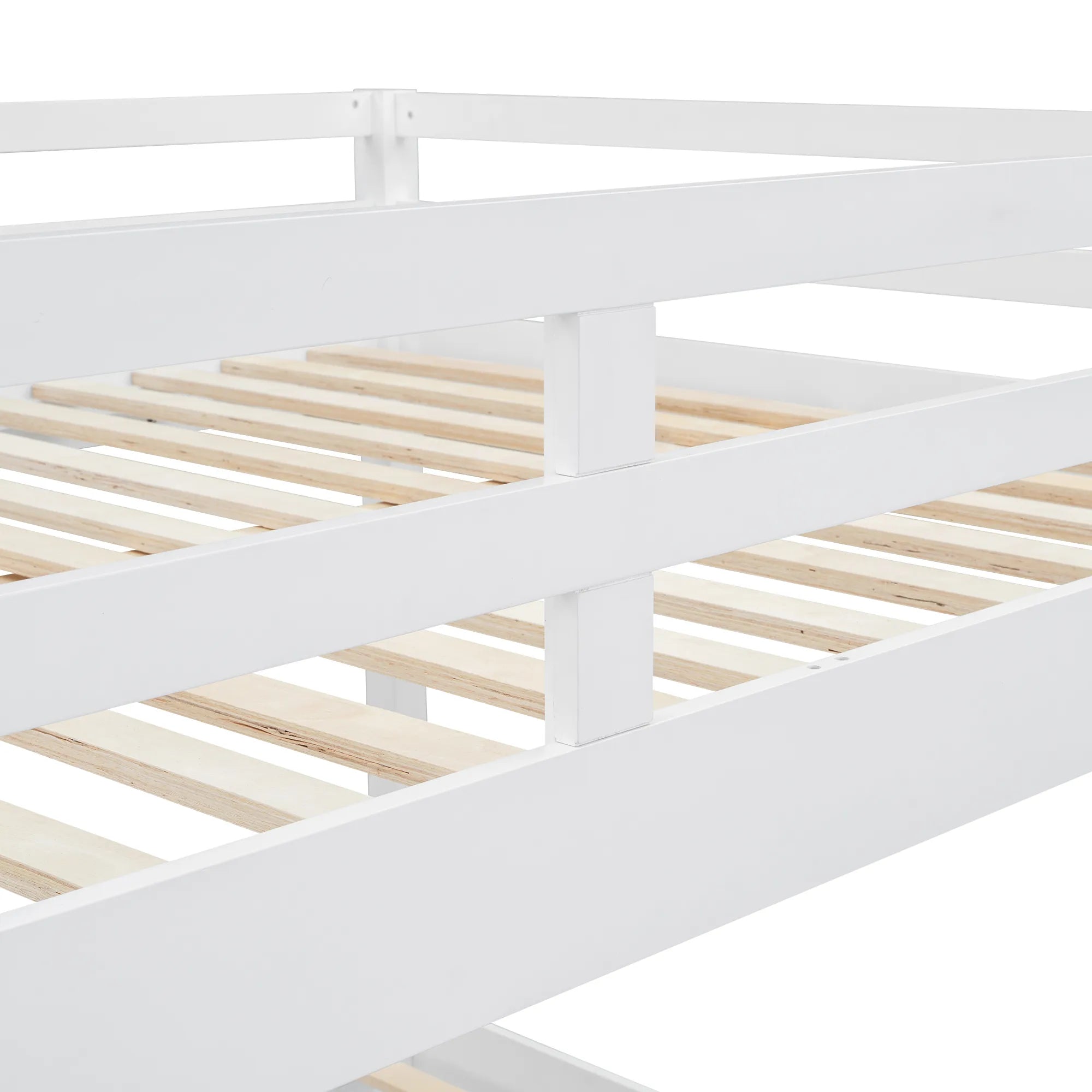Bellemave® Queen Size Wood Bunk Bed with Ladder and Twin Size Trundle - Bellemave