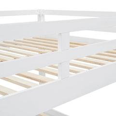 Bellemave® Queen Size Wood Bunk Bed with Ladder and Twin Size Trundle - Bellemave