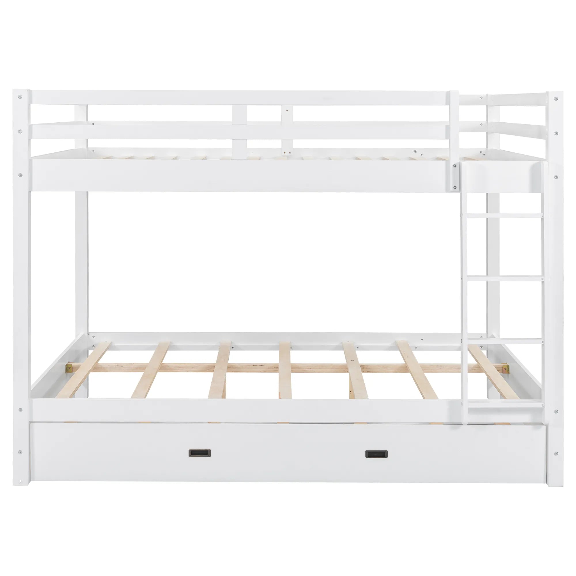 Bellemave® Queen Size Wood Bunk Bed with Ladder and Twin Size Trundle - Bellemave