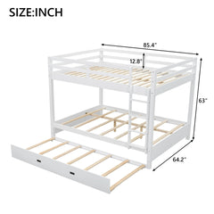 Bellemave® Queen Size Wood Bunk Bed with Ladder and Twin Size Trundle - Bellemave
