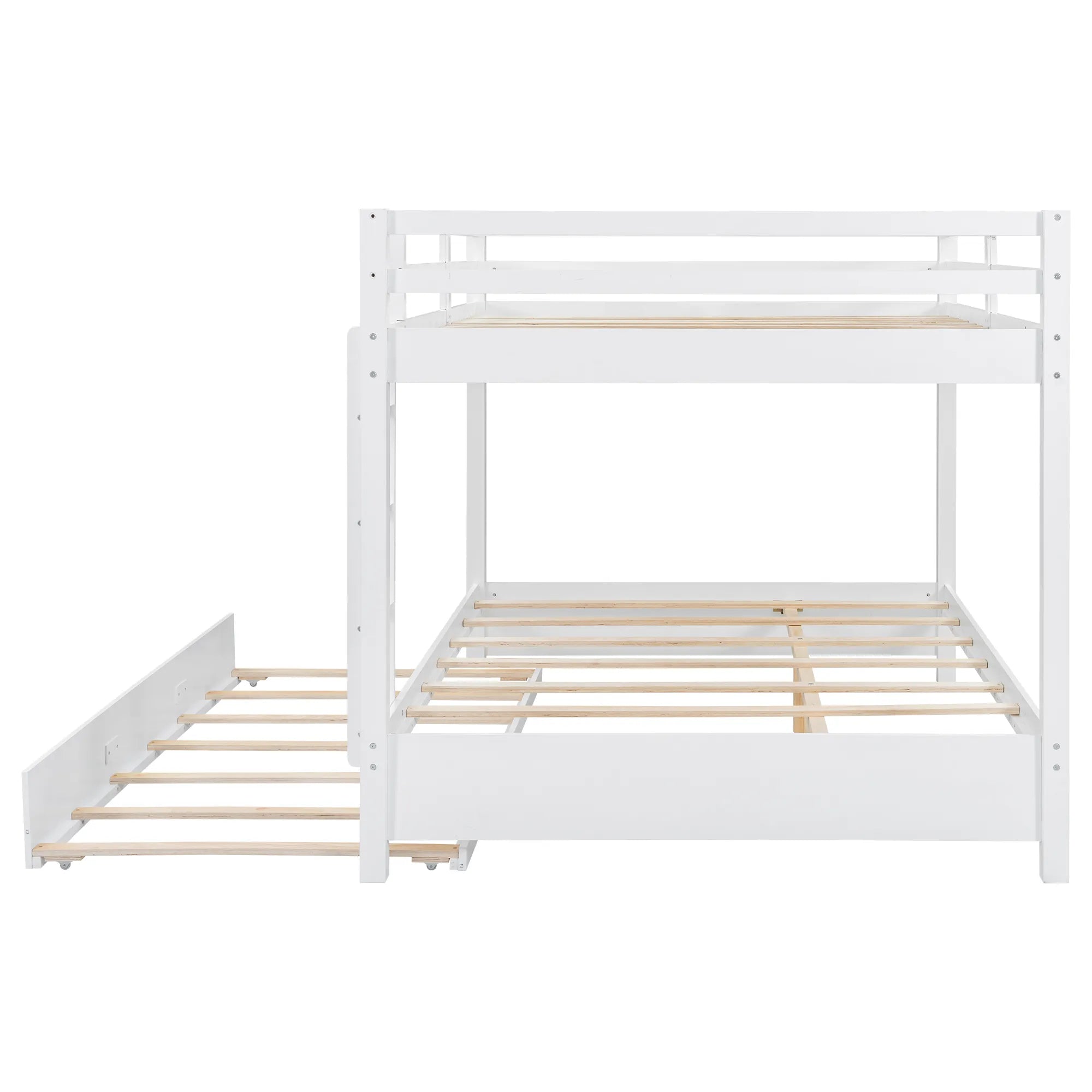 Bellemave® Queen Size Wood Bunk Bed with Ladder and Twin Size Trundle - Bellemave