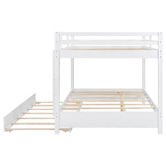 Bellemave® Queen Size Wood Bunk Bed with Ladder and Twin Size Trundle - Bellemave