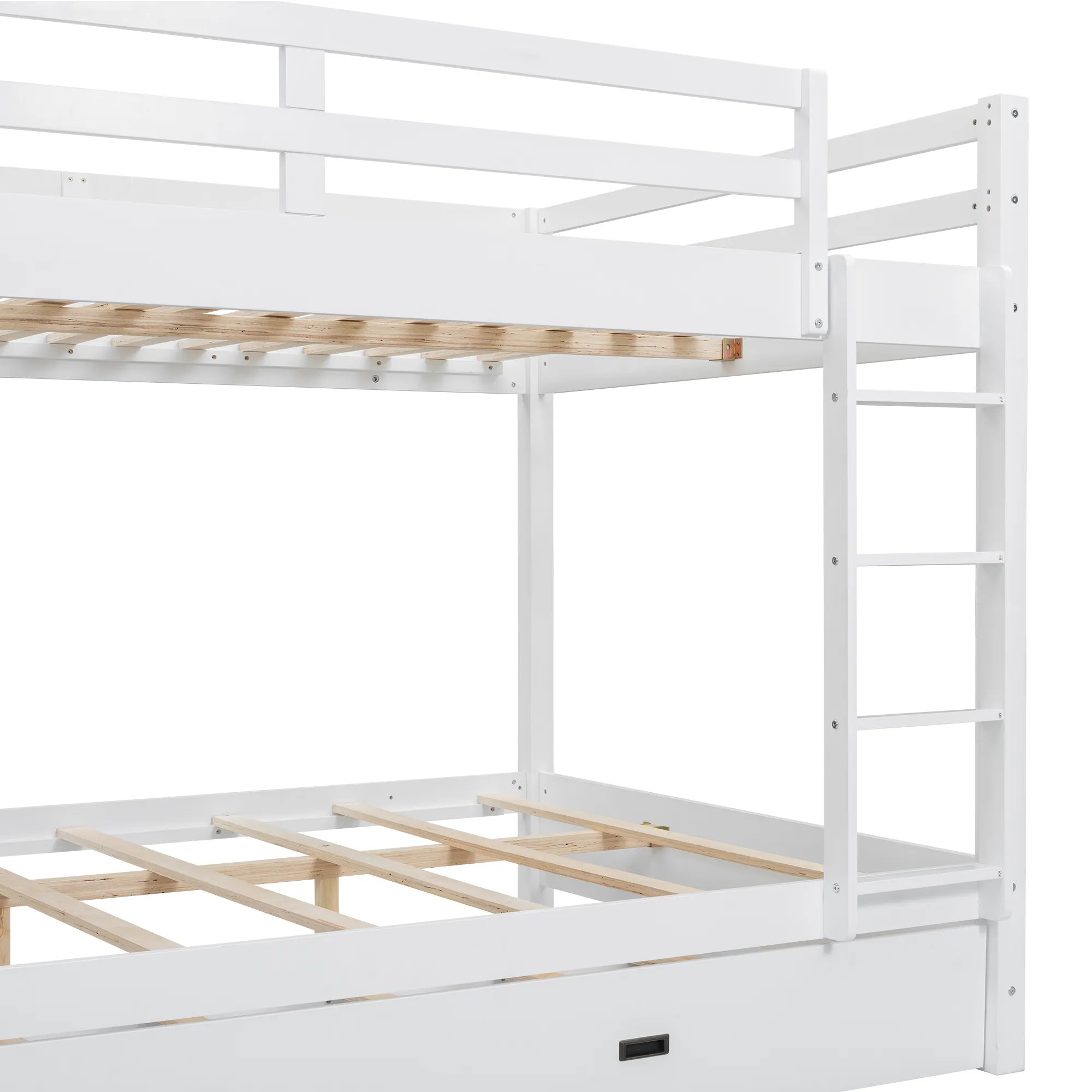 Bellemave® Queen Size Wood Bunk Bed with Ladder and Twin Size Trundle - Bellemave