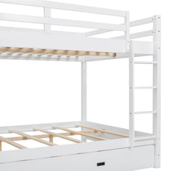 Bellemave® Queen Size Wood Bunk Bed with Ladder and Twin Size Trundle - Bellemave