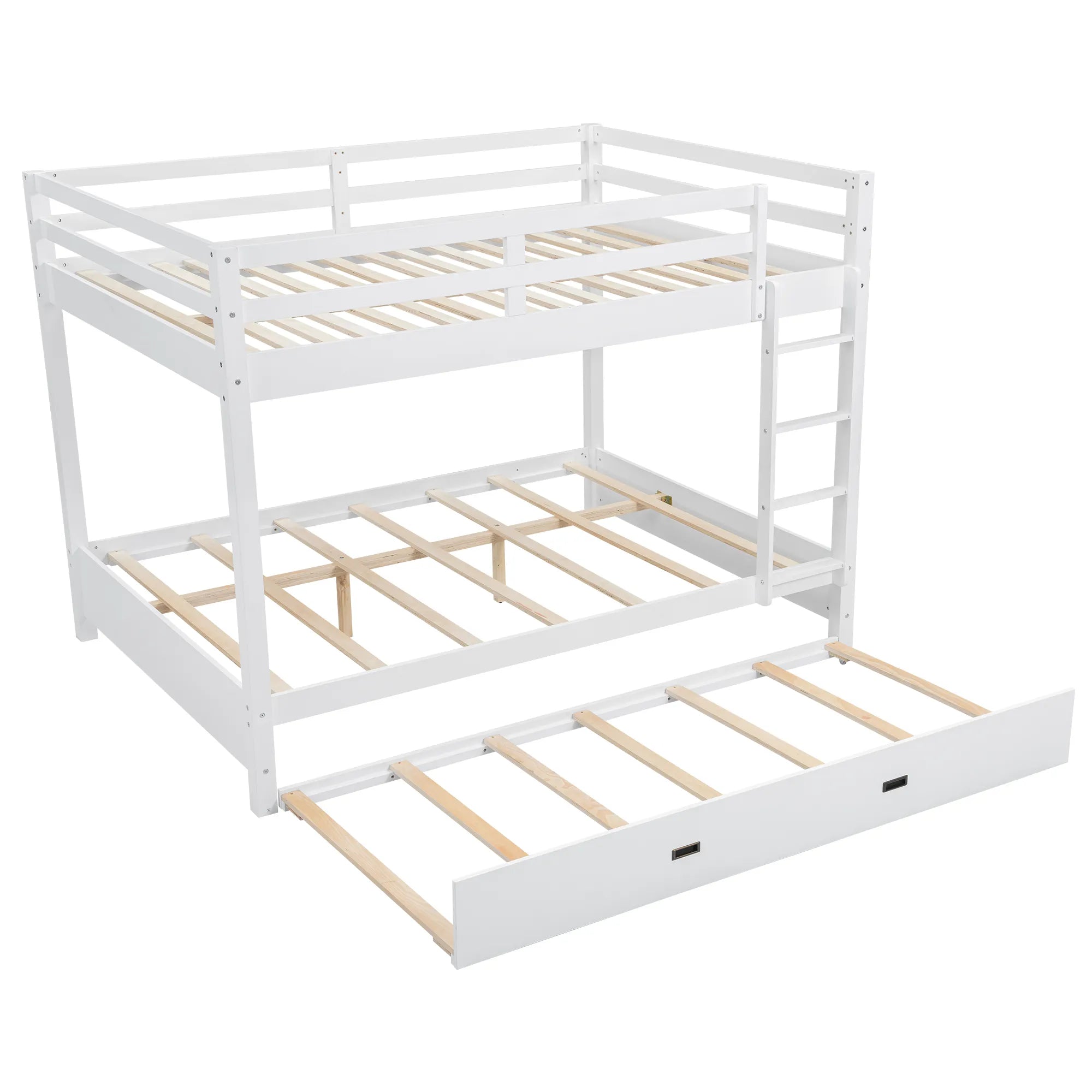 Bellemave® Queen Size Wood Bunk Bed with Ladder and Twin Size Trundle - Bellemave