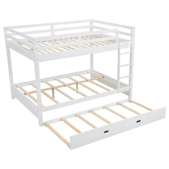 Bellemave® Queen Size Wood Bunk Bed with Ladder and Twin Size Trundle - Bellemave