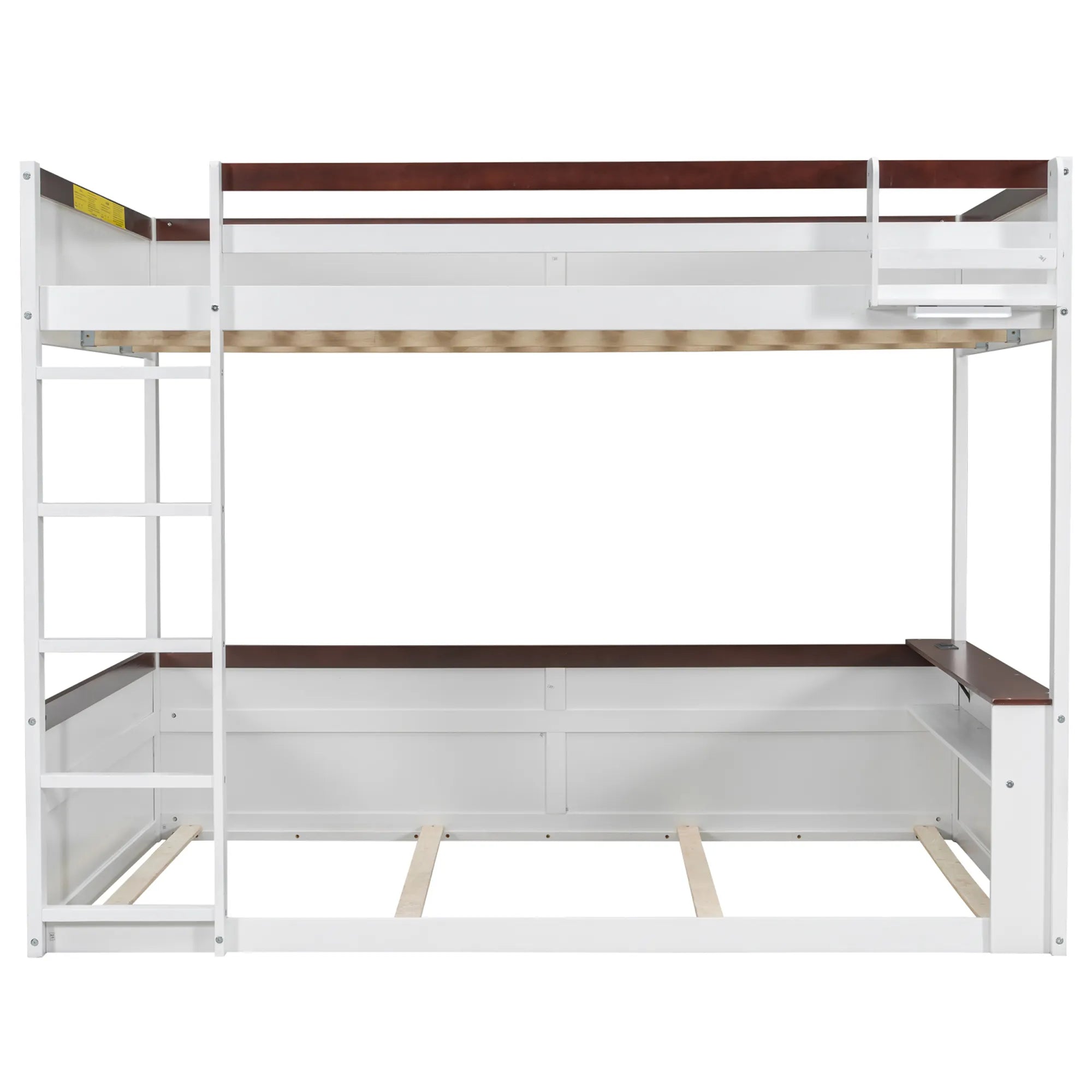 Bellemave® Queen Size Wooden Bunk Bed with Built - in Shelves,Storage Box,LED Light and USB Charging Station - Bellemave
