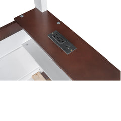 Bellemave® Queen Size Wooden Bunk Bed with Built - in Shelves,Storage Box,LED Light and USB Charging Station - Bellemave