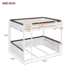Bellemave® Queen Size Wooden Bunk Bed with Built - in Shelves,Storage Box,LED Light and USB Charging Station - Bellemave