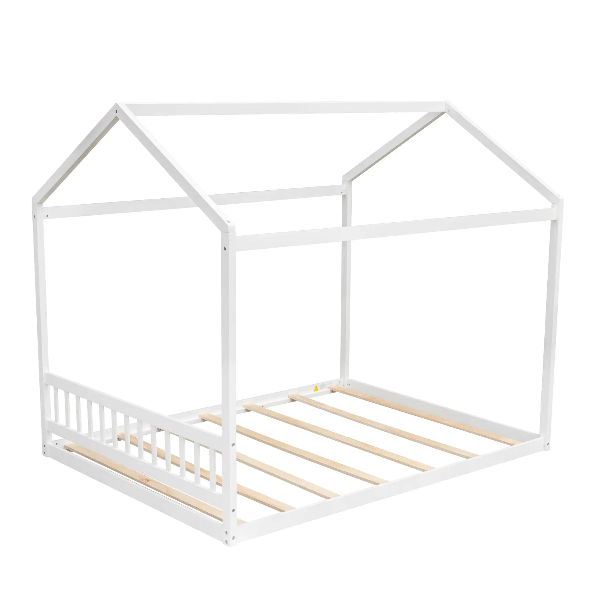Bellemave® Queen Size Wooden House Bed with Headboard - Bellemave