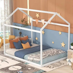 Bellemave® Queen Size Wooden House Bed with Headboard - Bellemave