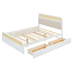 Bellemave® Queen size Wooden Platform Bed with Trundle and 2 Drawers - Bellemave