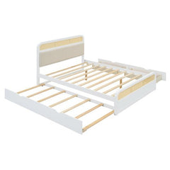 Bellemave® Queen size Wooden Platform Bed with Trundle and 2 Drawers - Bellemave