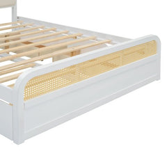 Bellemave® Queen size Wooden Platform Bed with Trundle and 2 Drawers - Bellemave