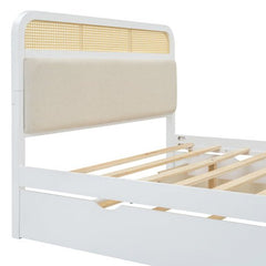 Bellemave® Queen size Wooden Platform Bed with Trundle and 2 Drawers - Bellemave