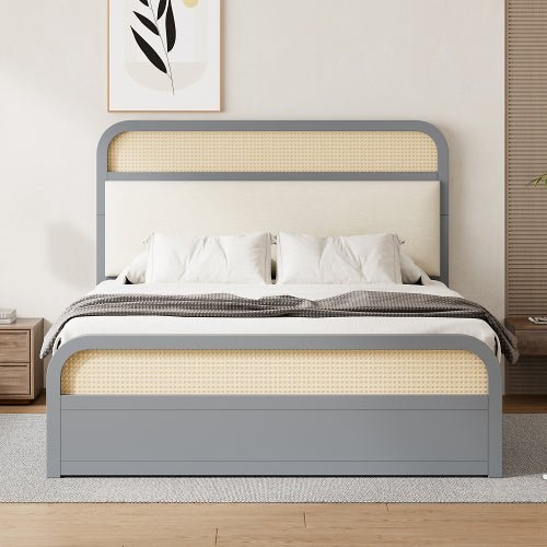 Bellemave® Queen size Wooden Platform Bed with Trundle and 2 Drawers - Bellemave