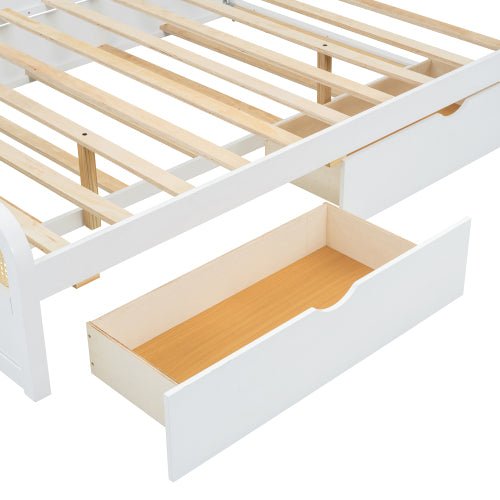 Bellemave® Queen size Wooden Platform Bed with Trundle and 2 Drawers - Bellemave